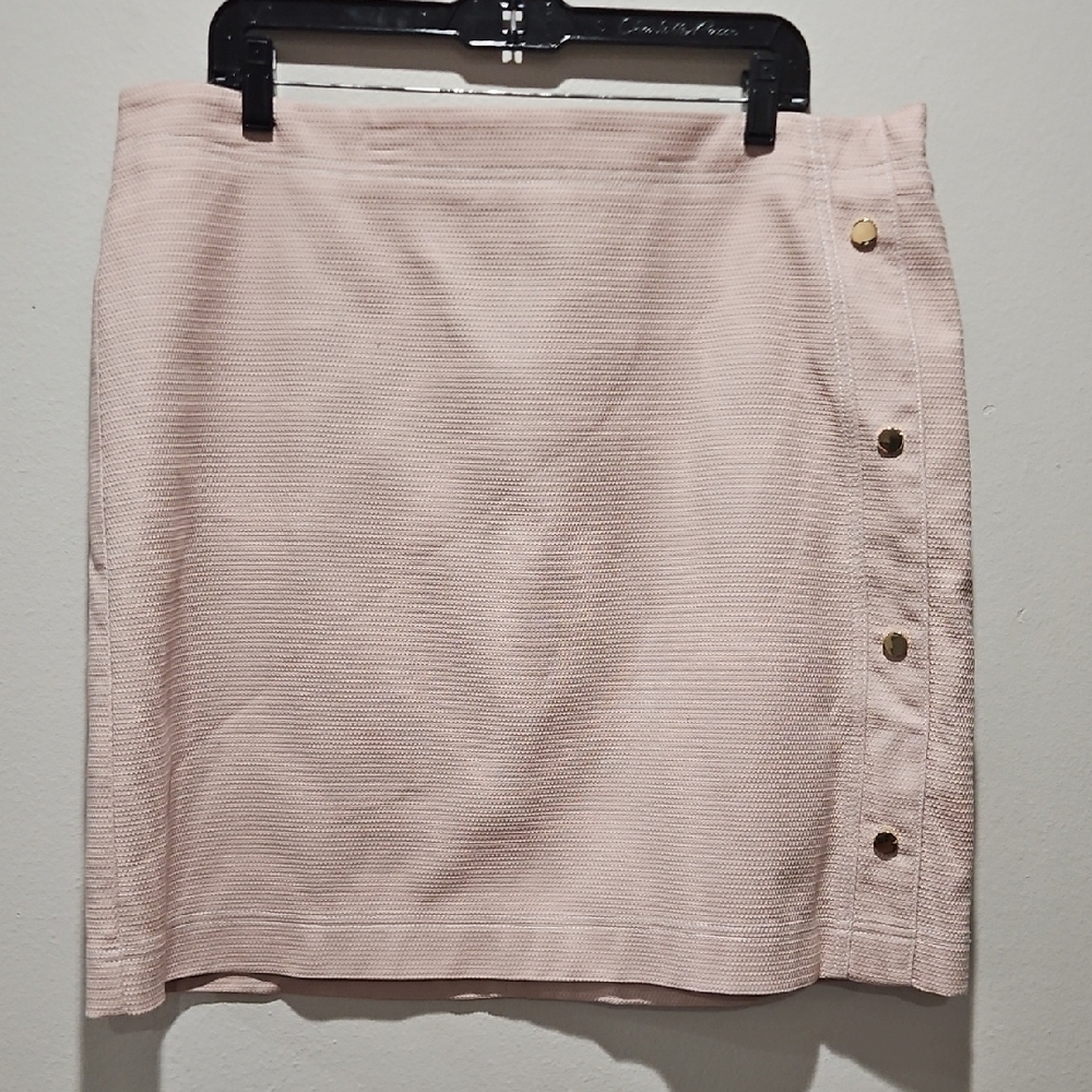 Ann Taylor Blush Mini Skirt with Gold Accents size 16